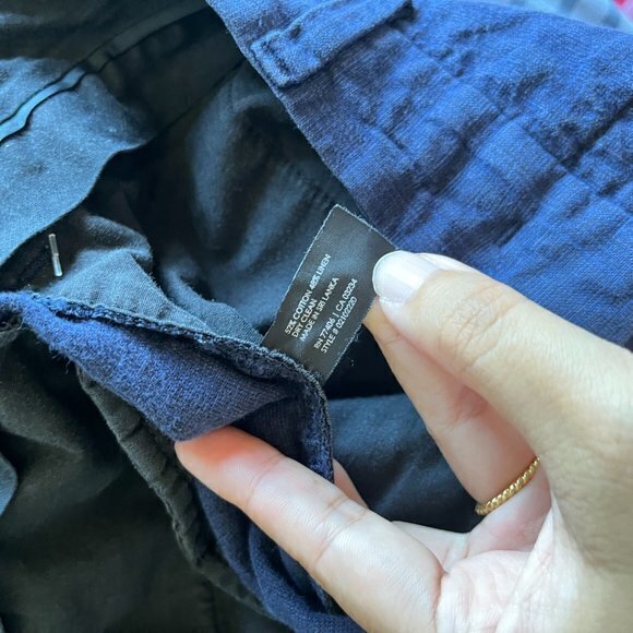 Club Monaco Davis‎ Slim Fit Linen Pants Navy Blue Mens Size 36 32 Work - Picture 7 of 7